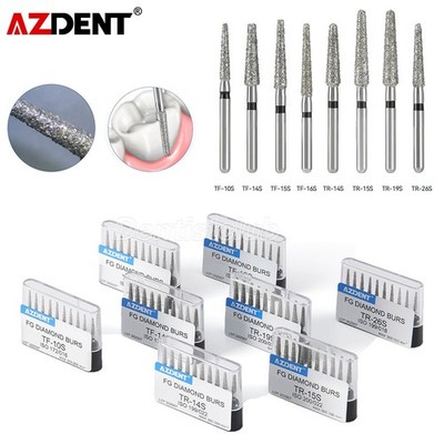 8Model AZDENT Dental Diamond Burs FG 1.6mm Drills for High Speed Handpiece TR TF
