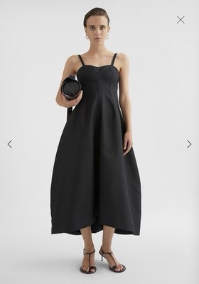 Jil Sander  Technical Gabardine Bustier Dress Black  Size 36 $2790