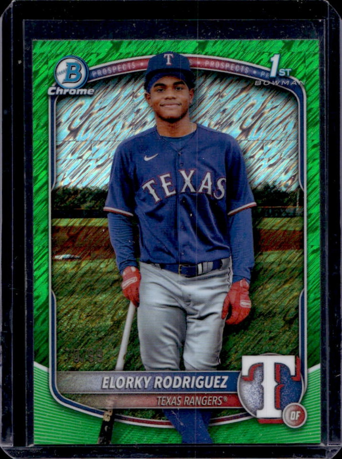 2025 Bowman Chrome Elorky Rodriguez Green Shimmer Refractor 1st #/99
