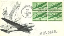 FDC C29 - 20¢ Plane - 8/27/1941 - Philadelphia, PA - Aristocrat - Lowry
