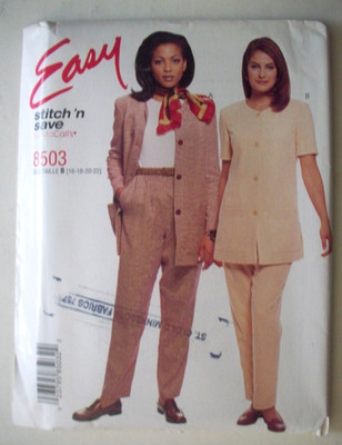 EASY Button front tunic top jacket pants pattern 8503 size 16 18 20 22 UNCUT