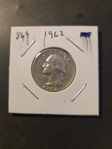 1962 Washington Silver Quarter In About Uncirculated Condition