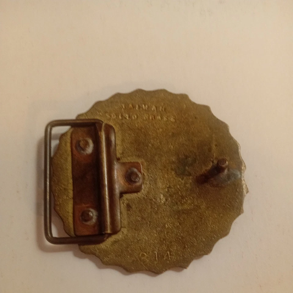 Hebilla de cinturón de latón "Truckin' for Jesus" años 70, R Crumb Christian Trucker. RARO Foto 3 de 4