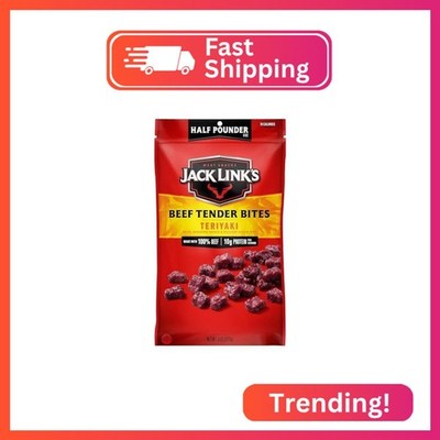Jack Link's Beef Tender Bites, Teriyaki, Half Pounder Bag - Flavorful Meat Prote