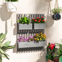Outsunny Blumenkasten, Bewegliches Hochbeet Pflanzkasten Mit Spalier, Massivholz