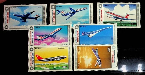 MONGOLIA Sc C173-9 NH ISSUE OF 1984 - AVIATION - (LO25)