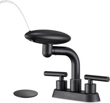 Matte Black Bathroom Sink Faucet Modern 3 Hole Faucet 2