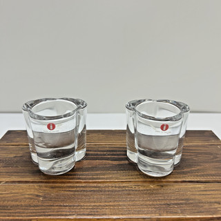 Pair of Iittala Finland Duo Votive Glass Candle Holders by Kerttu Nurminen #213