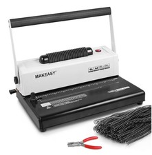MAKEASY Coil Spiral Binding Machine - Manual Hole Punch - Black_white 