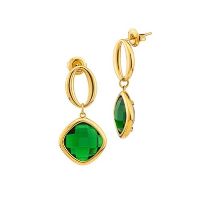 Women s Drop Earrings Mya BOCCADAMO Gold Steel Green Crystal Diamond MIOR08