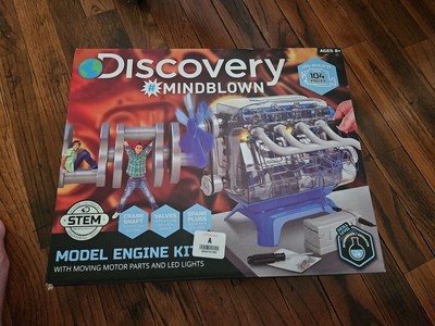 Discovery Mindblown Model Engine Build Kit STEM Moving Parts, LED Lights NIB