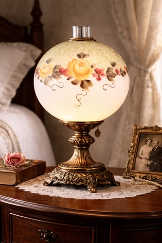 Vintage Floral Painted Milk Glass 10" Globe Hurricane Lamp Shade 4” Fitter Roses