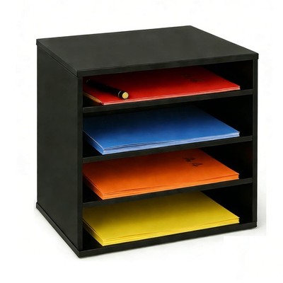 Wood Desktop Paper Organizer Letter Tray File Sorter Adjustable Shelves Storage