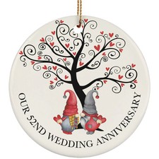 Funny Gnome Couple 52 Years Ornament Our 52nd Wedding Anniversary Christmas Gift