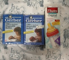 NEW Vintage PLAYTEX Nurser Baby Bottle Latex Nipple 300 Gerber Disposable Liners