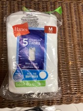 Boys NWD "Hanes" white sleeveless tank undershirts. Size M 10-12. ONLY 4 TANKS