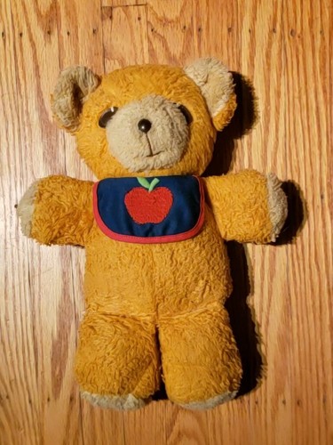 Vintage Teddy Bear Blue Apple Bib | eBay