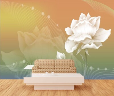 3D White Lotus ZHUA4871 Wallpaper Wall Murals Removable Self-adhesive Ann