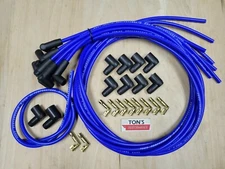 Ton's 90* Blue 8mm Spark Plug Wires Universal Chevy GM Socket distributor points