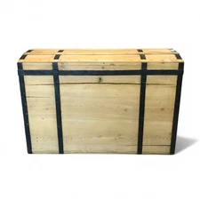 Large Antique Danish Pine Dome top Chest Storage Trunk