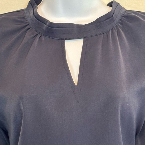 A-18 Allegra K NWT Blue Keyhole Opening Long Sleeve Pullover Blouse Size XL - Picture 5 of 16