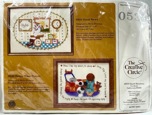 NEW 1984 Creative Circle Sleepy Time Prayer 538 Crewel Embroidery Kit Vntg 15910 - Picture 8 of 9