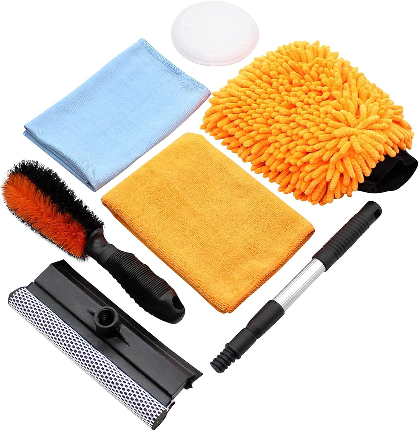 6-Piece Car Wash Kit with Squeegee, Wheel Brush & Microfiber Towels