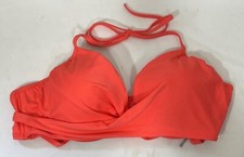 Carmen Marc Valvo Bikini Top XL Wrap Around Orange Padded Halter New