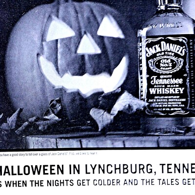 Jack Daniel's Halloween Jack O Lantern Vintage 2000 Original Print