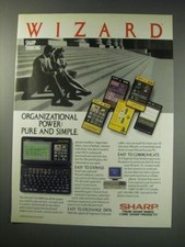 1991 Sharp Wizard OZ-8000 Organizer Ad - Wizard Sharp Thinking