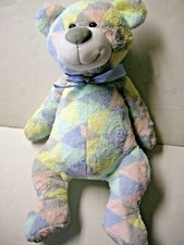 Bear, Stuffed, Pastels Triangle Pattern, 20" Tall, Brand New