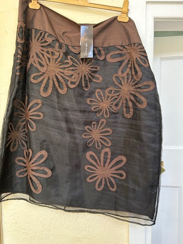 BRANDNEU MIT ETIKETT MARKS & SPENCER AUTOGRAMM PLUS SCHWARZ GEMISCHT GEFÜTTERTER ROCK GRÖSSE 22 LÄNGE 30”