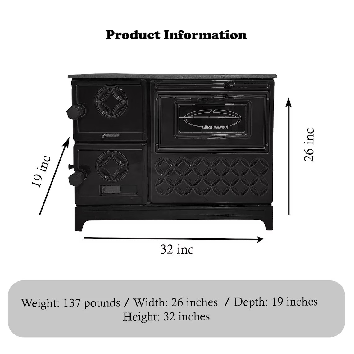 Wood stove, cooker stove, oven stove, wood burning stove, cast iron