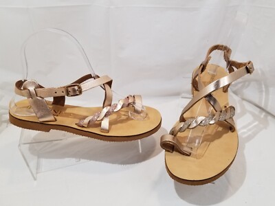 Ioannis Ancient Leather Handmade Women's Pink Gold Sandals EUR 37 / US 6 M