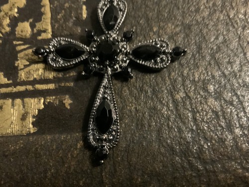 Vintage Black Crucifix Pendant By Avon - Picture 5 of 8