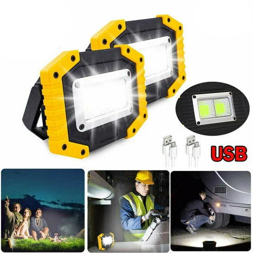 2er Pack LED Arbeitsleuchte USB Wiederaufladbar Fluter für Camping Sicherheitsle