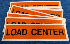 QTY 10 OSHA Vinyl Label Sticker Conduit Voltage LOAD CENTER Orange Decal 9" 964A