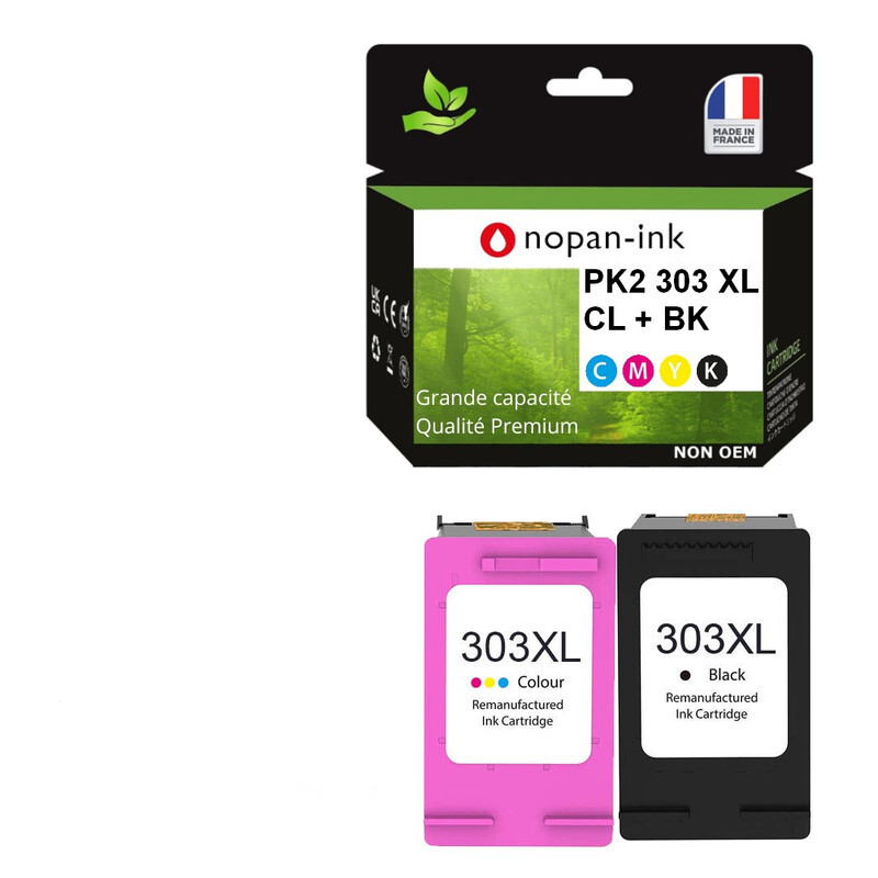Cartouche d'encre 303XL compatible HP pack noir couleur encre imprimante jet d'encre France