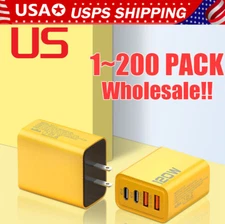 120W 4-Port USB C Fast Wall Charger Block For All Cell Phone iPad Lot