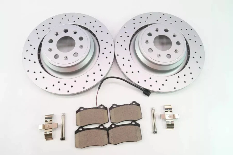 PARA 2014 2015 2016 Maserati Ghibli S Q4 3.0L Pastillas de freno y rotores traseros de cerámica Foto 3 de 4