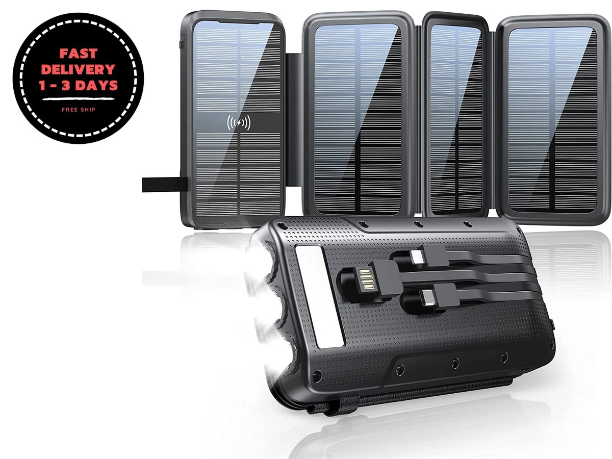 Cargador solar, cargador portátil, 43800 mAh de carga rápida inalámbrica de  10 W