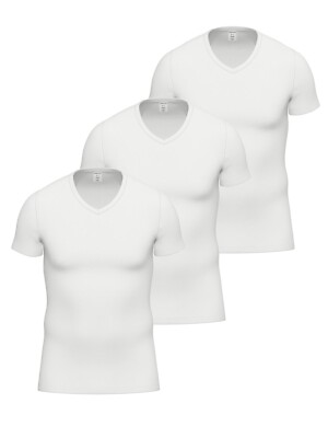 Ammann Feinripp Premium 181230 3er Pack Herren V-Shirt in Weiss