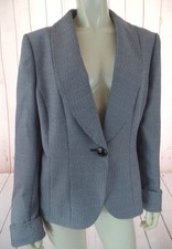 Tahari Blazer 12 New 168 Black White Weave Print Poly One Button Front