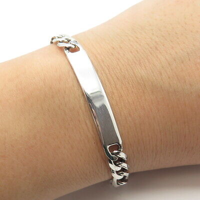 925 Sterling Silver Vintage ID Tag Figaro Link Bracelet 8.75 925 Sterling Silver Vintage ID Tag Figaro Link Bracelet 8.75