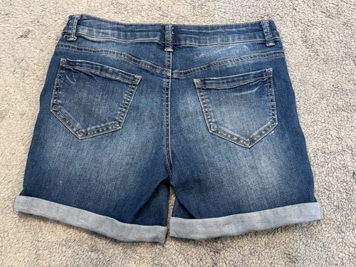 Mudd Jean Shorts Girls Y16 Blue Denim Distressed Sequin Cuffed Summer - Picture 6 of 6