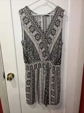 Apt 9 Sleeveless Romper Jumpsuit Black White Stretch Boho V Neck Women Size XXL