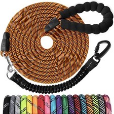 Long Dog Leash 20FT Heavy Duty Rope with Reflective Bungee  Padded Handle