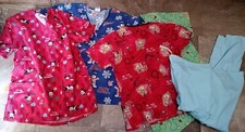 Lot of 6 Women's SMALL Tweety Bird Frosty Baby Mickey 4 Scrubs Tops  2 Pants
