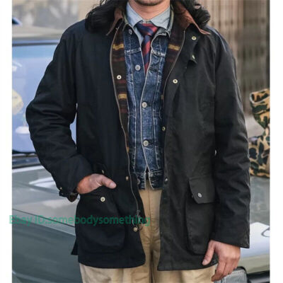 Non Stock Light Waxed Country Jacket Heritage Style Mens 4-Pocket Outerwear Coat