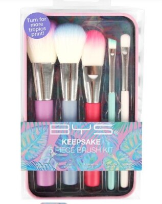 BYS 5-teiliges Make-up Pinsel Set Kit - Tropen Andenken Dose